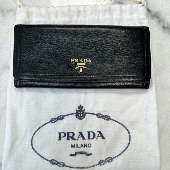 PRADA Lambskin Flap Long Wallet Vintage with Dust Bag - Picture 1 of 13
